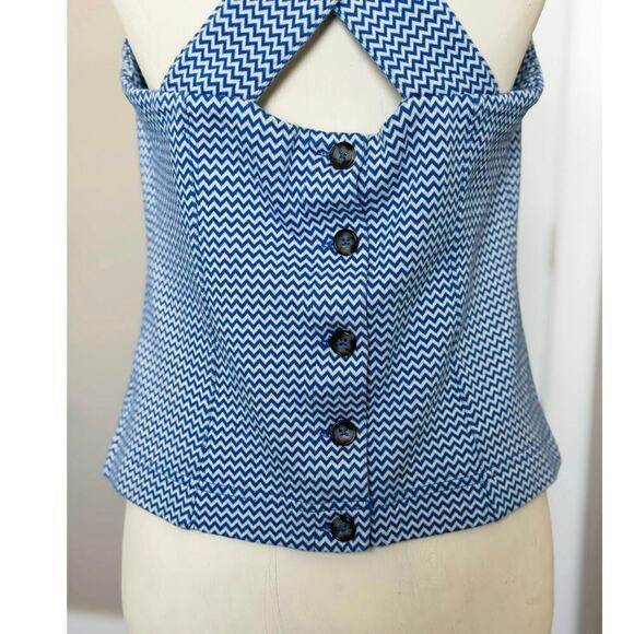 Anthropologie Maeve Statton Criss Cross Button Down Back Top, Size M - Picture 7 of 9
